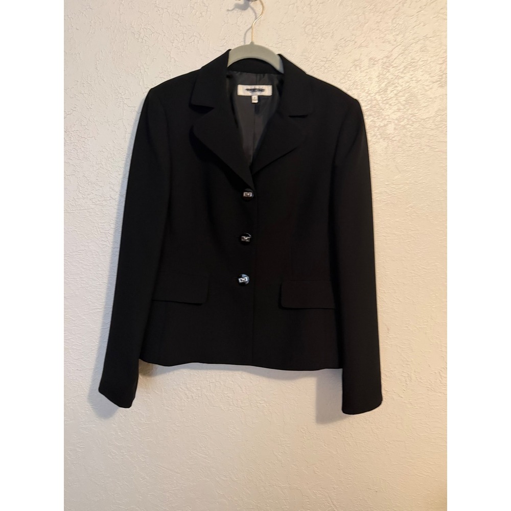 Jones Studio Separates Womens Black 3-Button Tailored Blazer Jacket Size 8